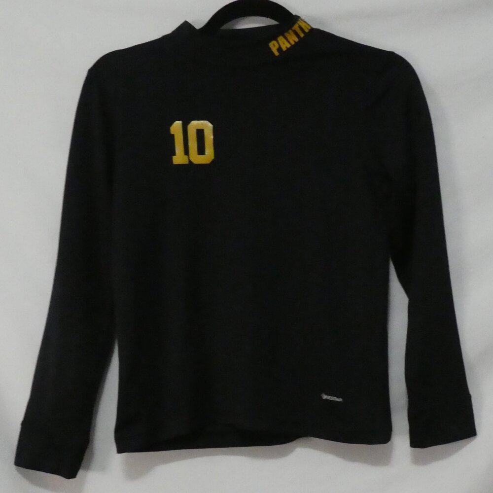 LANDMARK youth jr small Black Panthers 10 WEBTech Long Sleeve Exercise Shirt